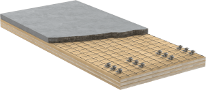 Hybrid-Flachdecke mit Schraubverbund