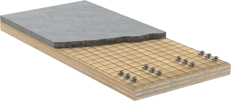 Hybrid-Flachdecke mit Schraubverbund
